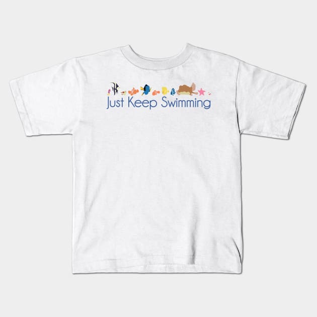 Just Keep Swimming Kids T-Shirt by JoshABaumArt